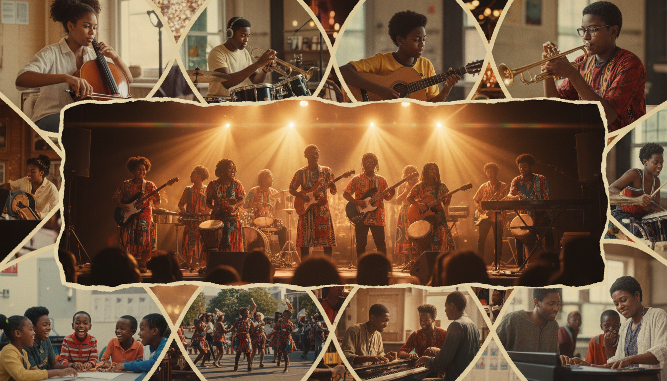 Students practicing, performing, and learning together