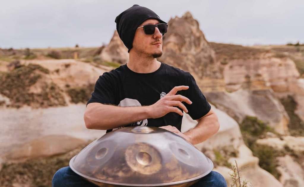 Man with hand pan