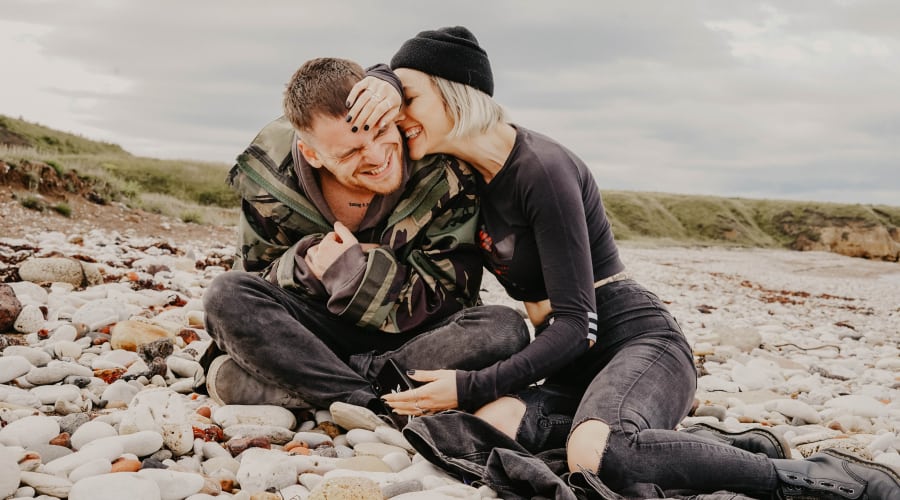 Older couple embracing