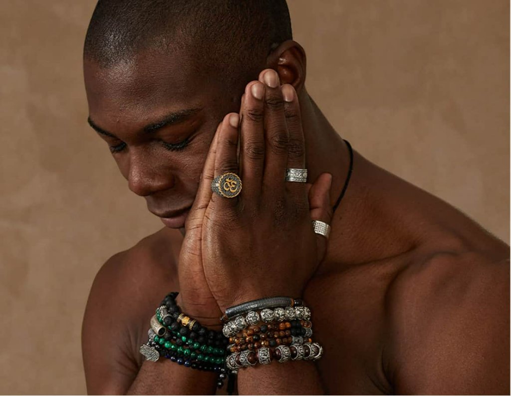 African American man praying