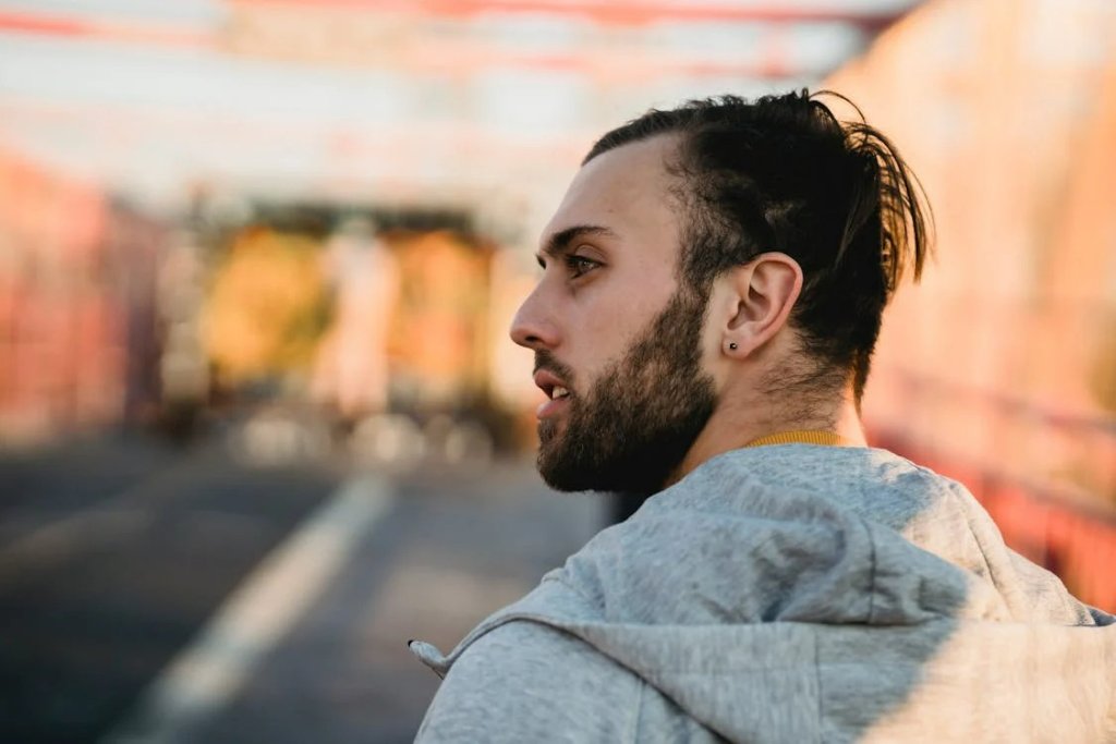 Man looking back