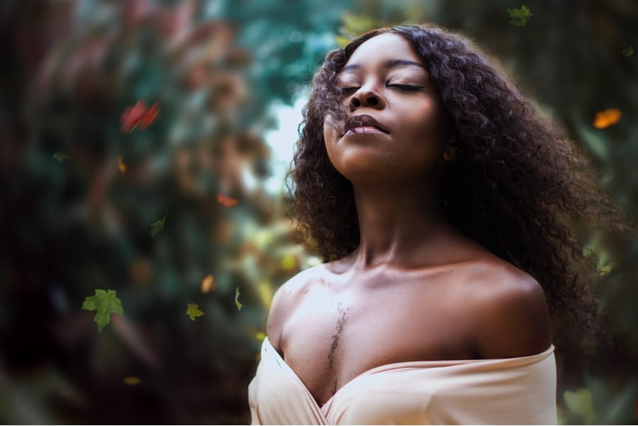 African American girl in nature setting