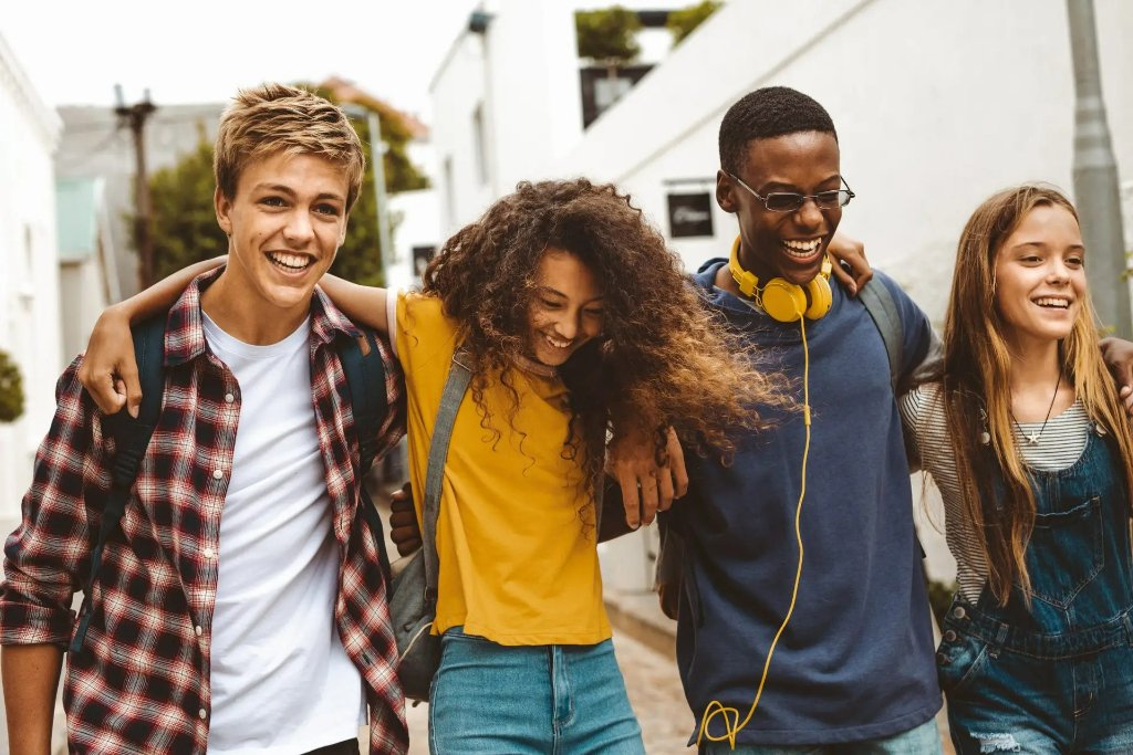 Smiling teens