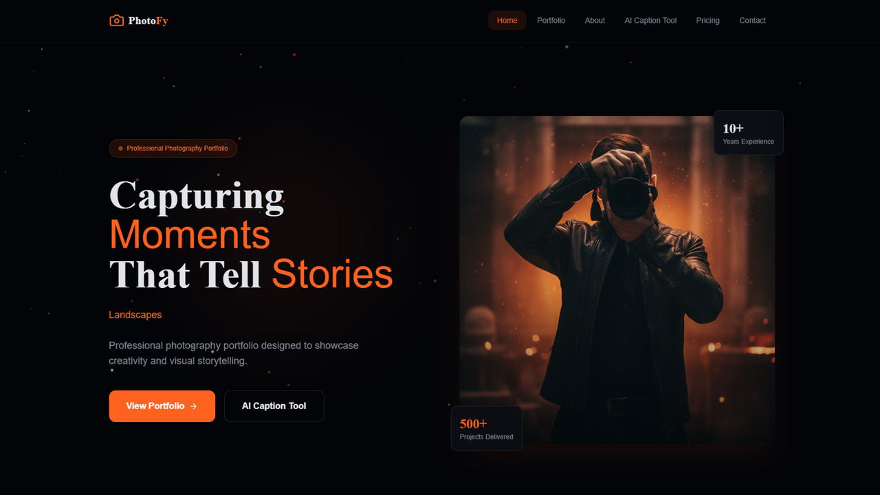 PhotoFy — Photographer Portfolio Website template preview