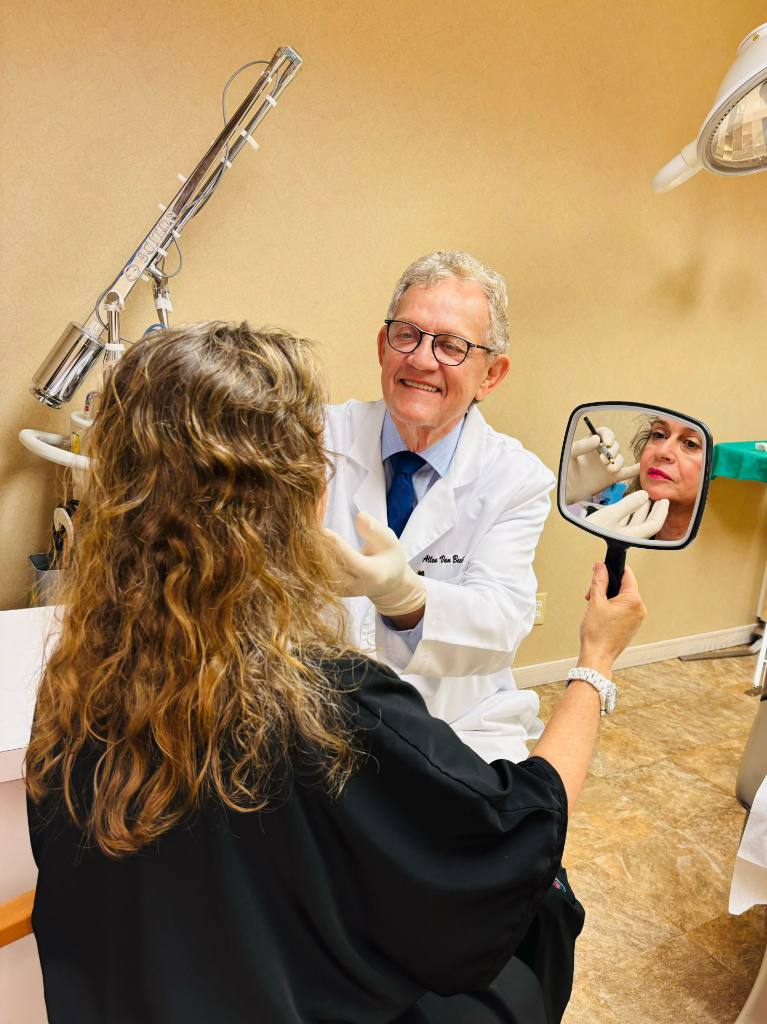 Dr. Van Beek with a patient