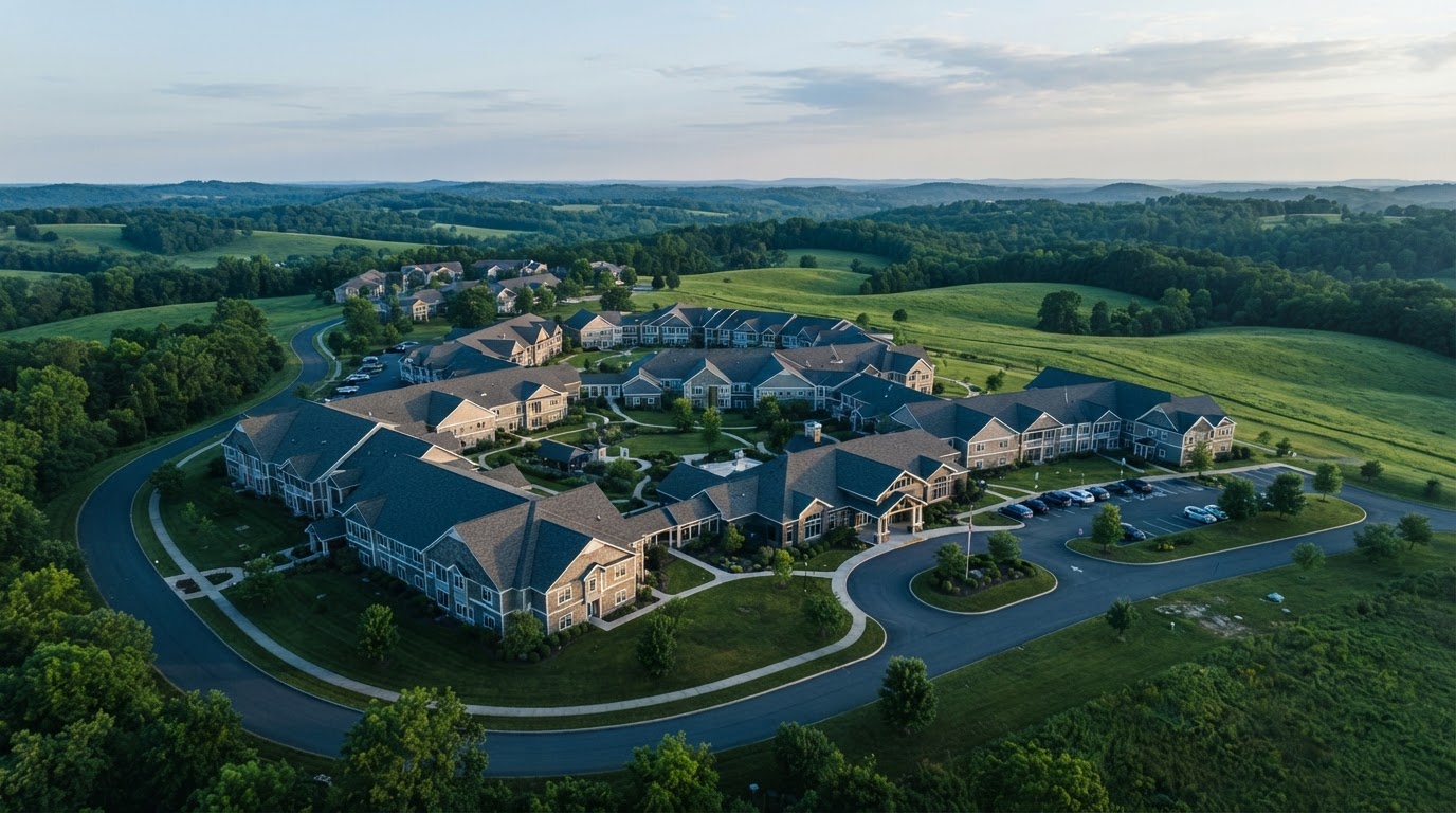 Senior housing campus aerial view