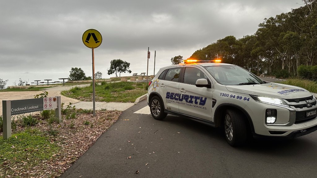 Coastal Protection Services patrol vehicle at Crackneck Lookout, Central Coast