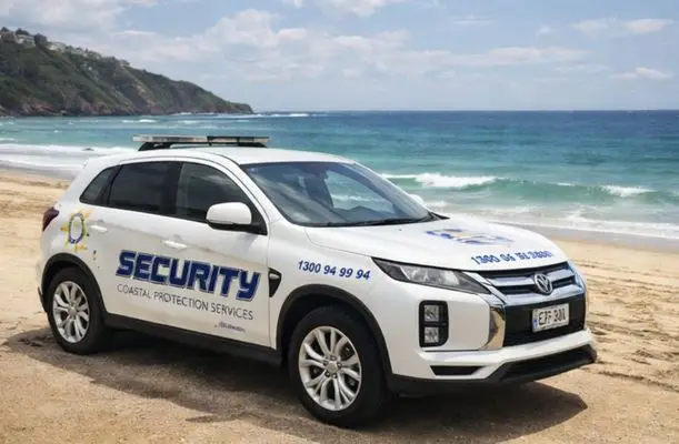Coastal Protection Services patrol vehicle at Central Coast beach