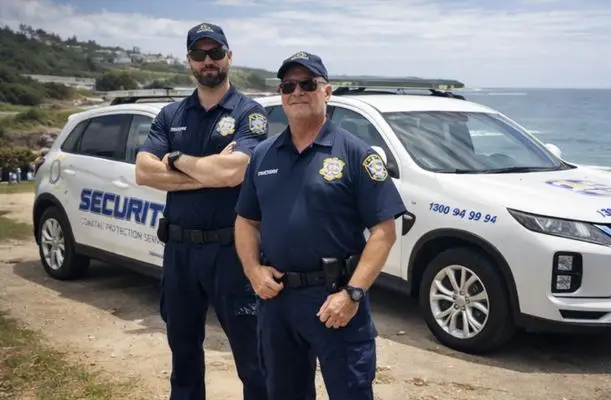 Coastal Protection Services officers and patrol vehicle on duty