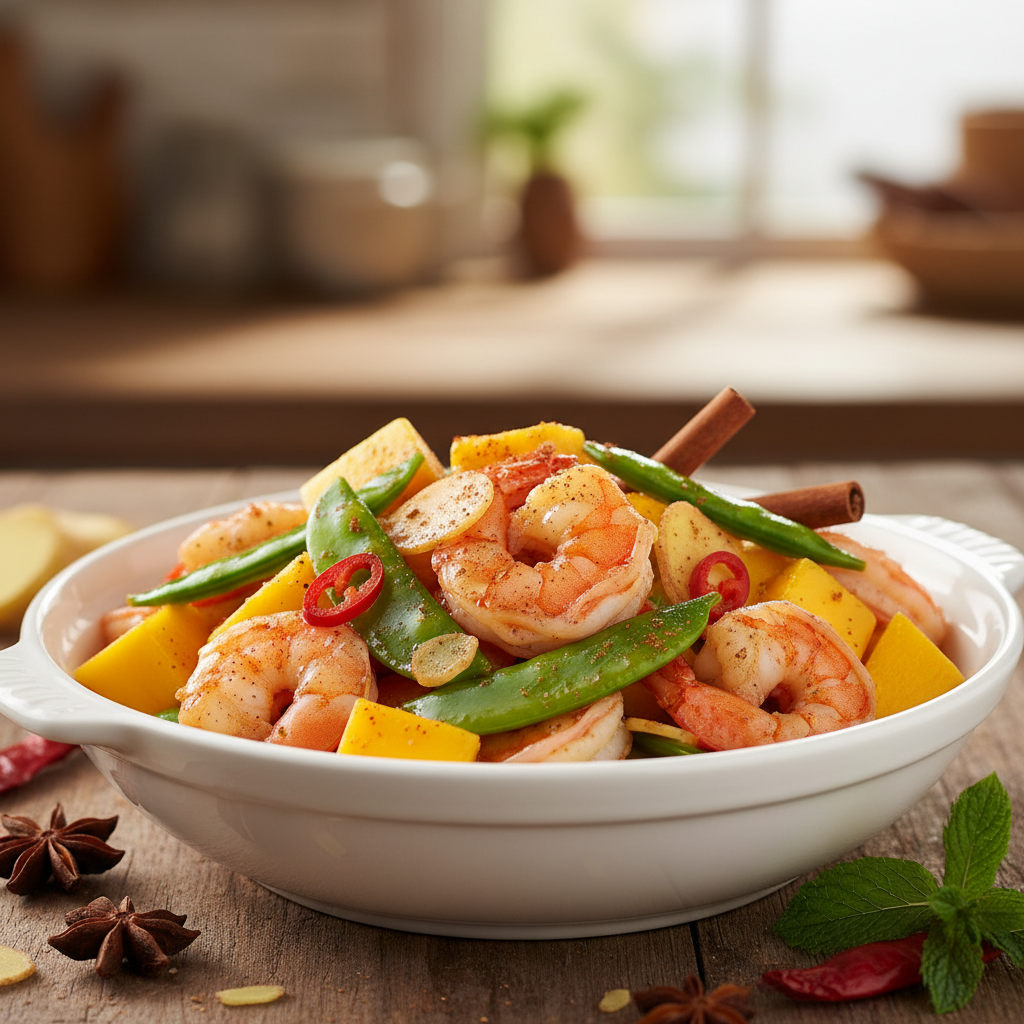 Cinnamon Prawn & Mango Stir-Fry