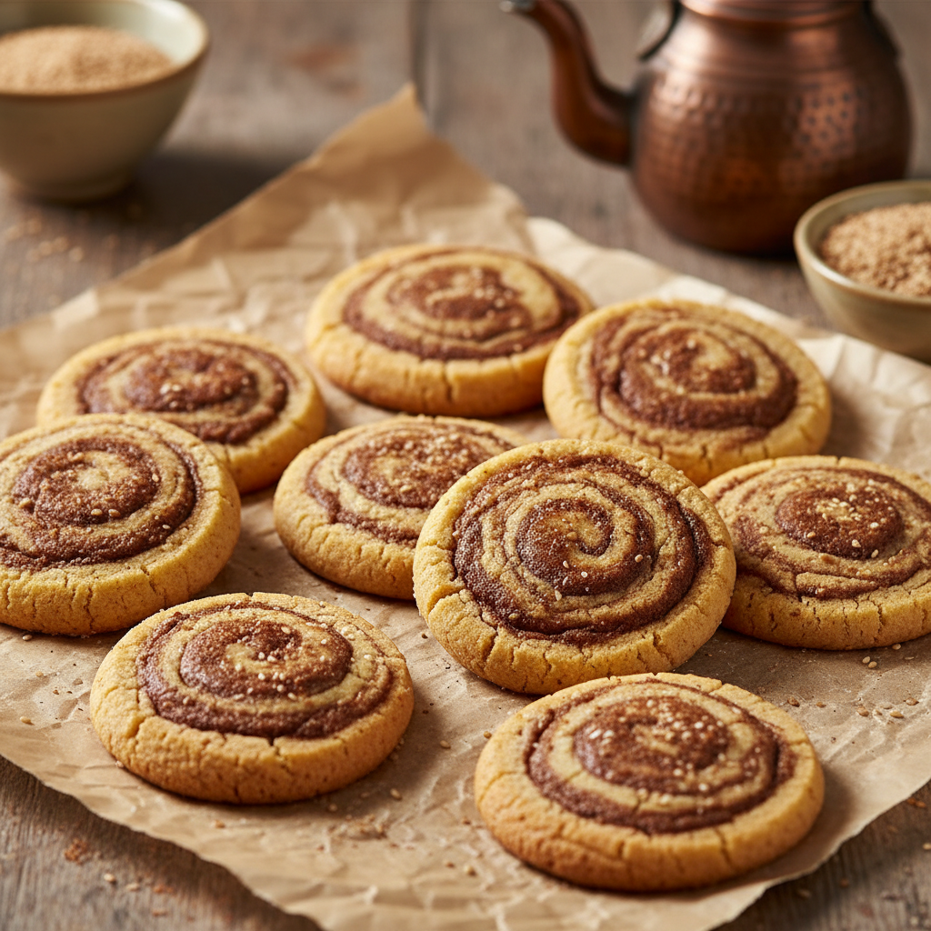 Cinnamon Tahini Swirl Cookies