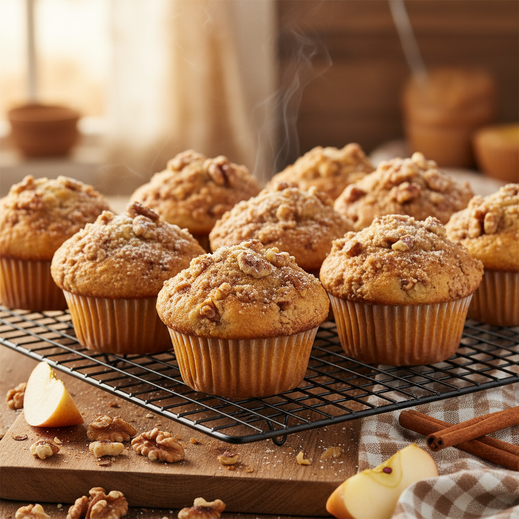 Cinnamon Apple Walnut Muffins