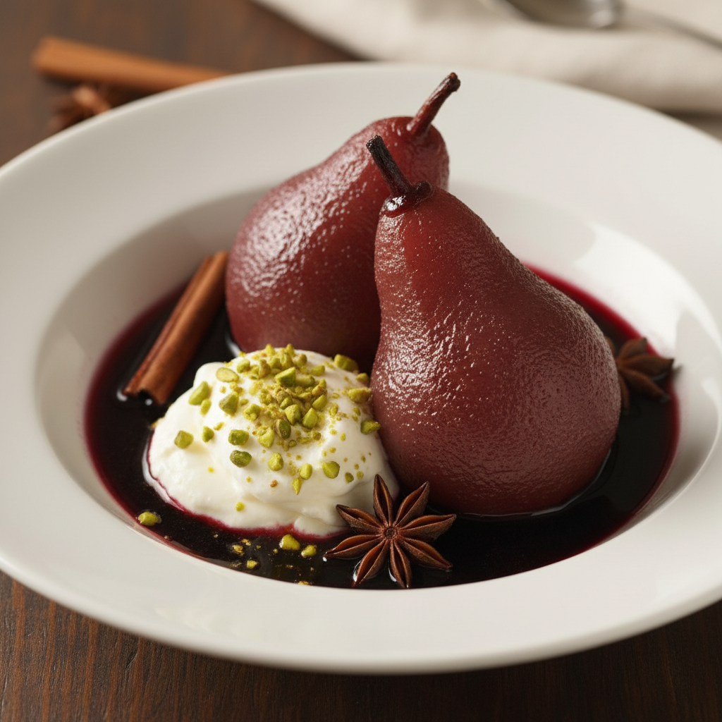 Cinnamon Red Wine Poached Pears
