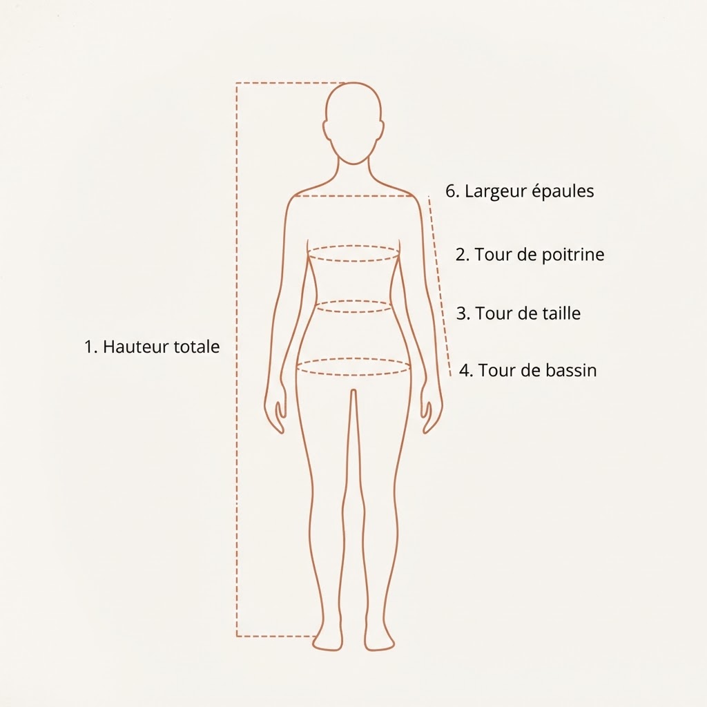 Guide visuel des mesures sur mesure pour vêtement femme