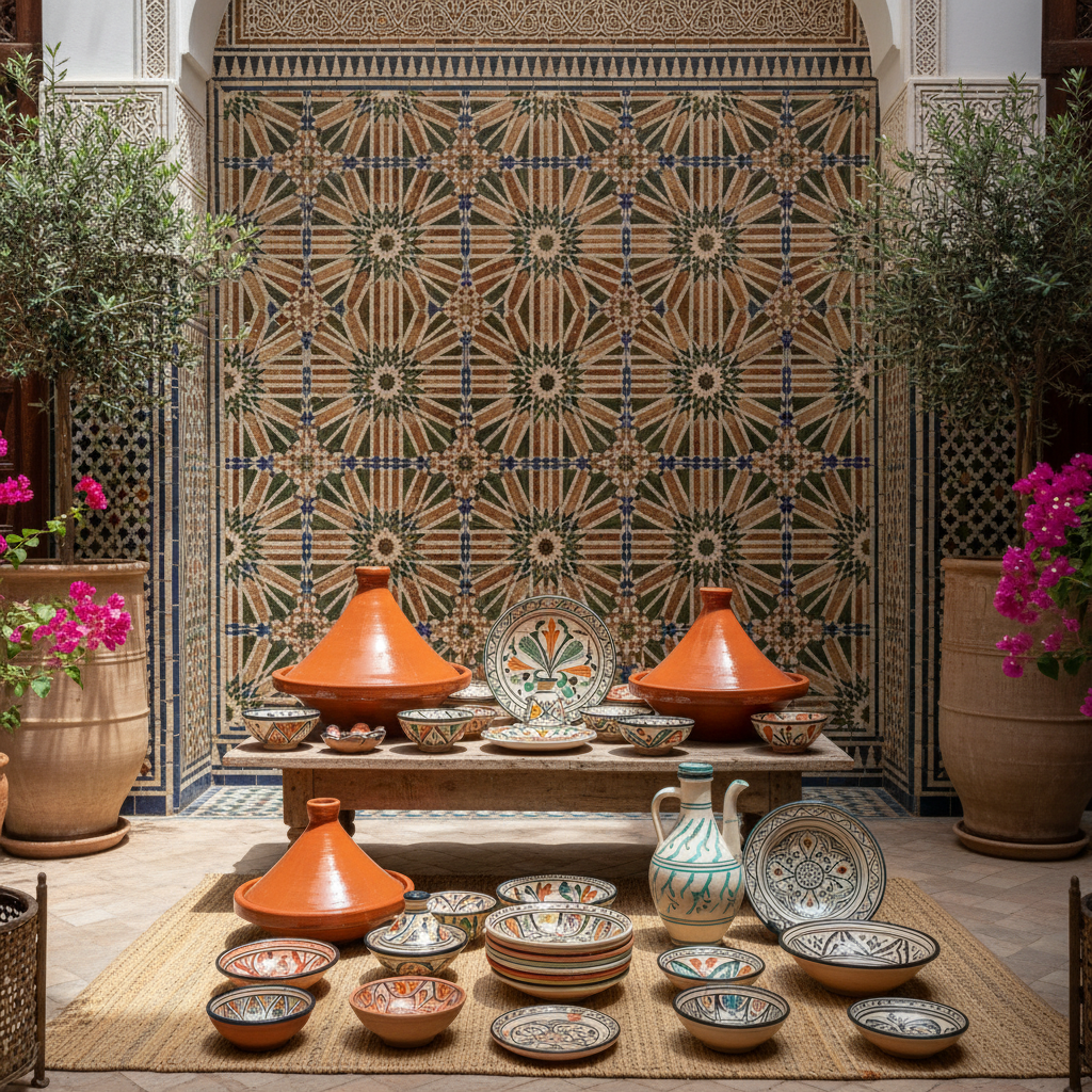 Artisanat marocain fait main — lanternes, tapis et décoration de luxe du Maroc