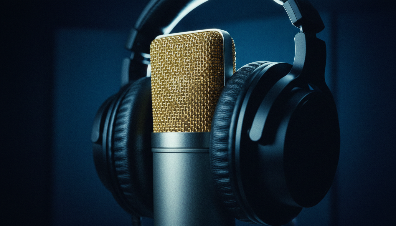 Professional studio microphone in luxury recording studio