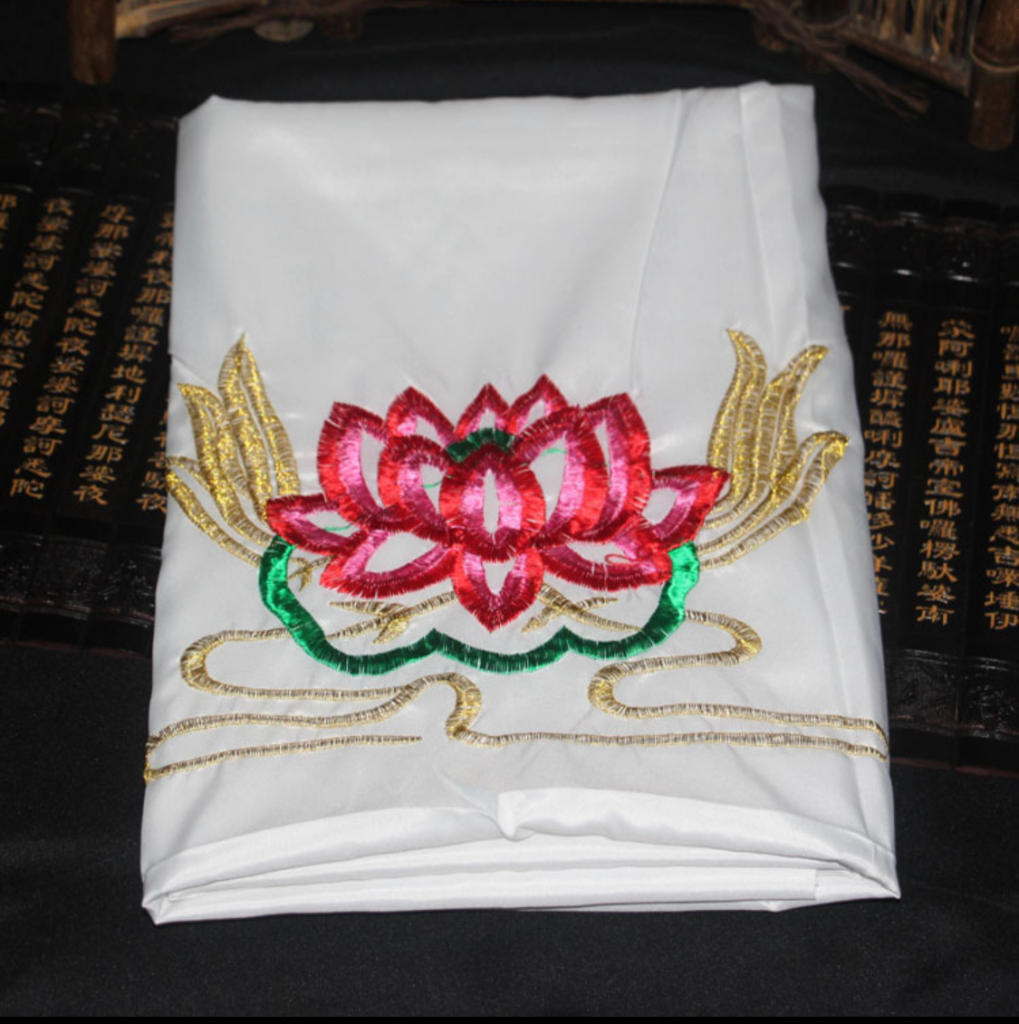 Sacred Covering Option 6 - Embroidered Lotus Pall (White)