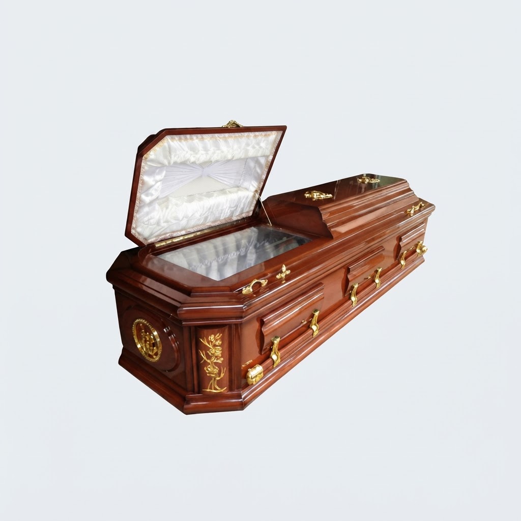 Eight Sided Brown Casket