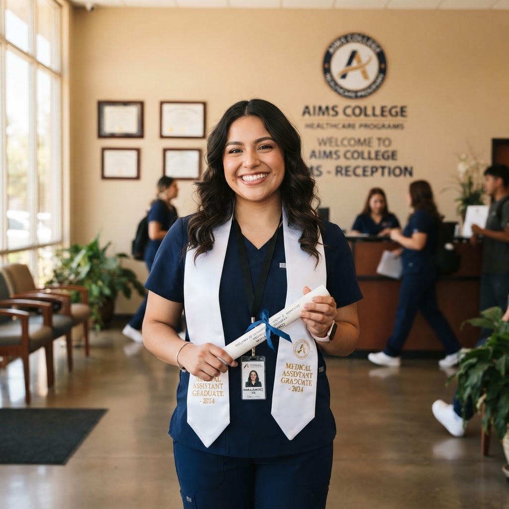 Egresada de Asistente Médico con su diploma