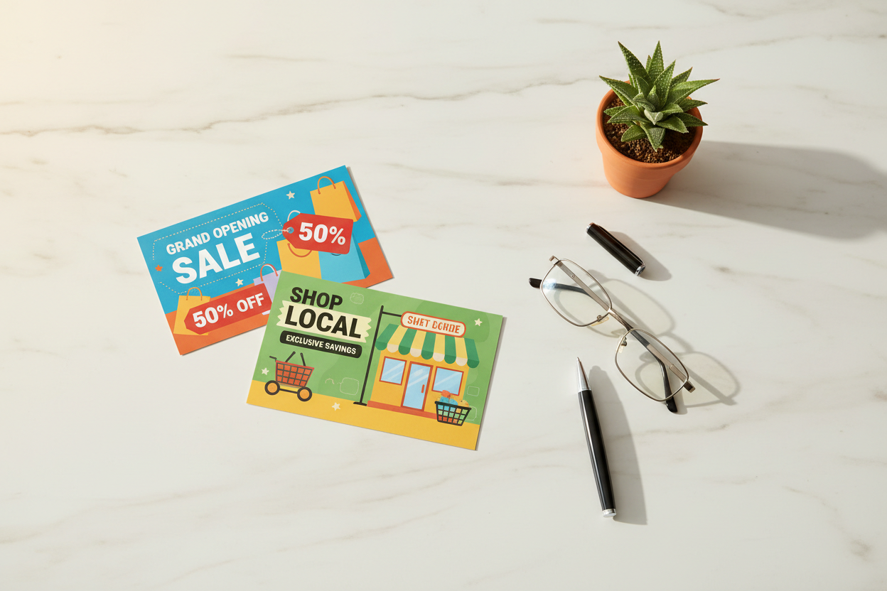 Retail store direct mail postcards