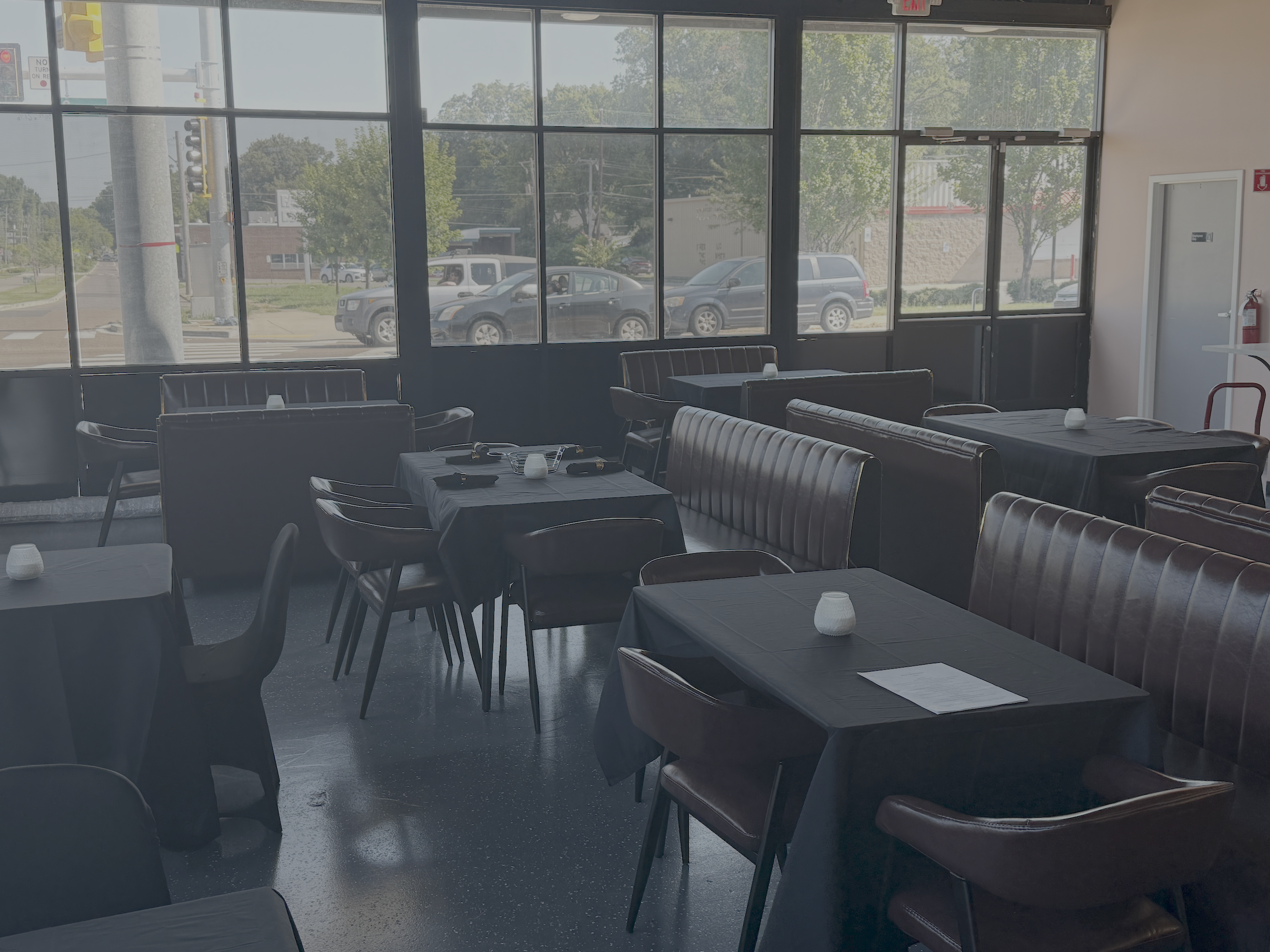 Luxurious restaurant interior with warm lighting