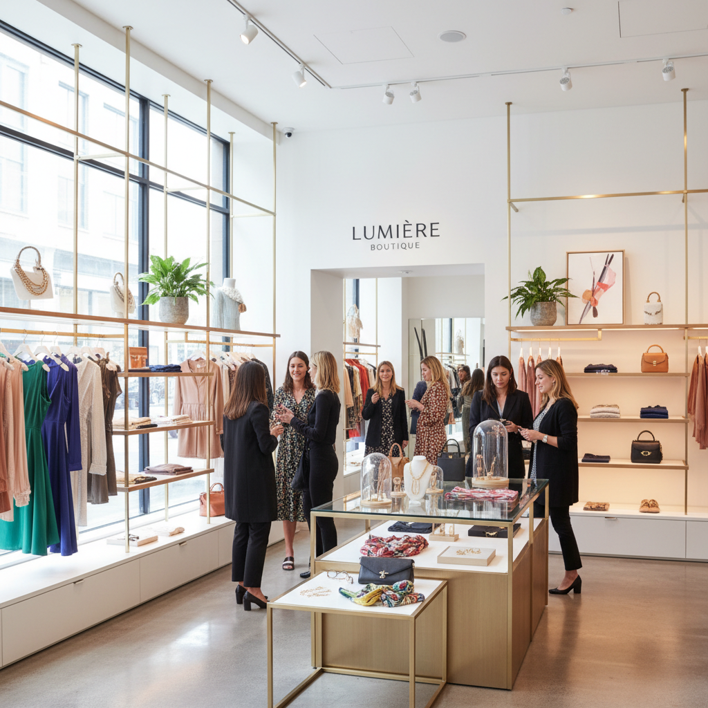 Modern retail store with customers shopping