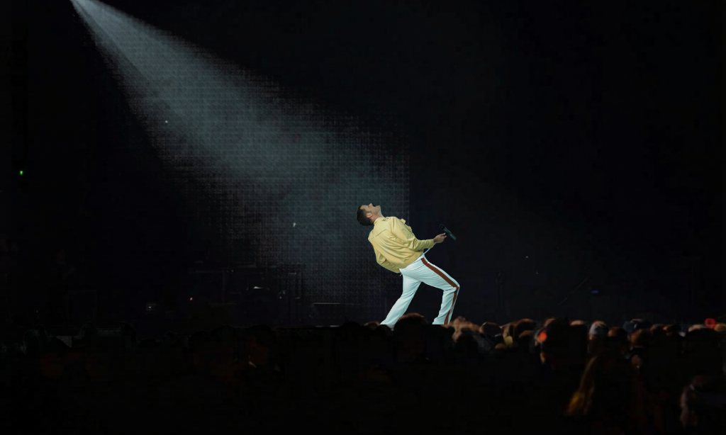 Theatre stage with golden spotlight