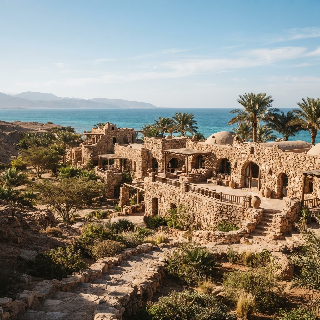 The lodge — built from fossilised coral limestone, native to the site