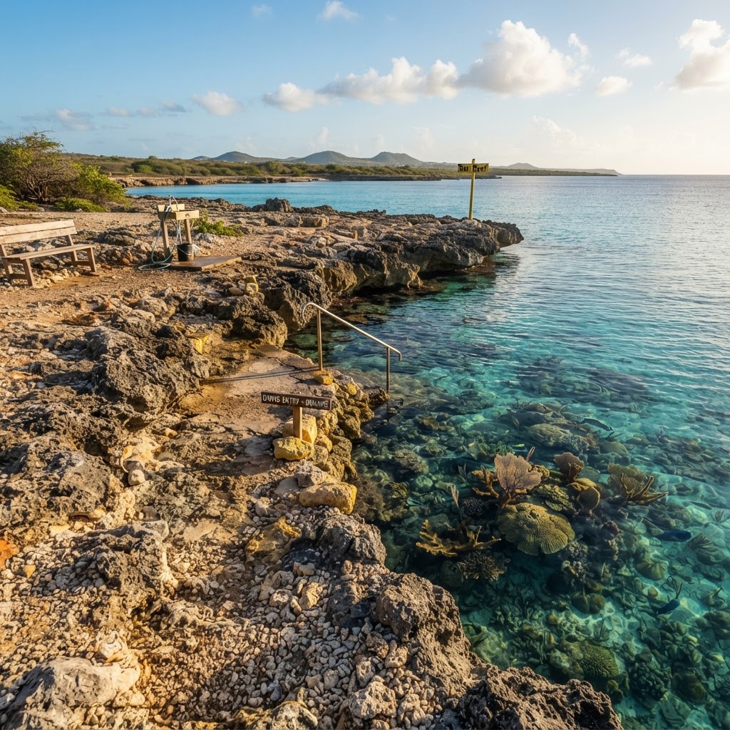 Shore diving at its finest — the reef starts the moment you step into the water