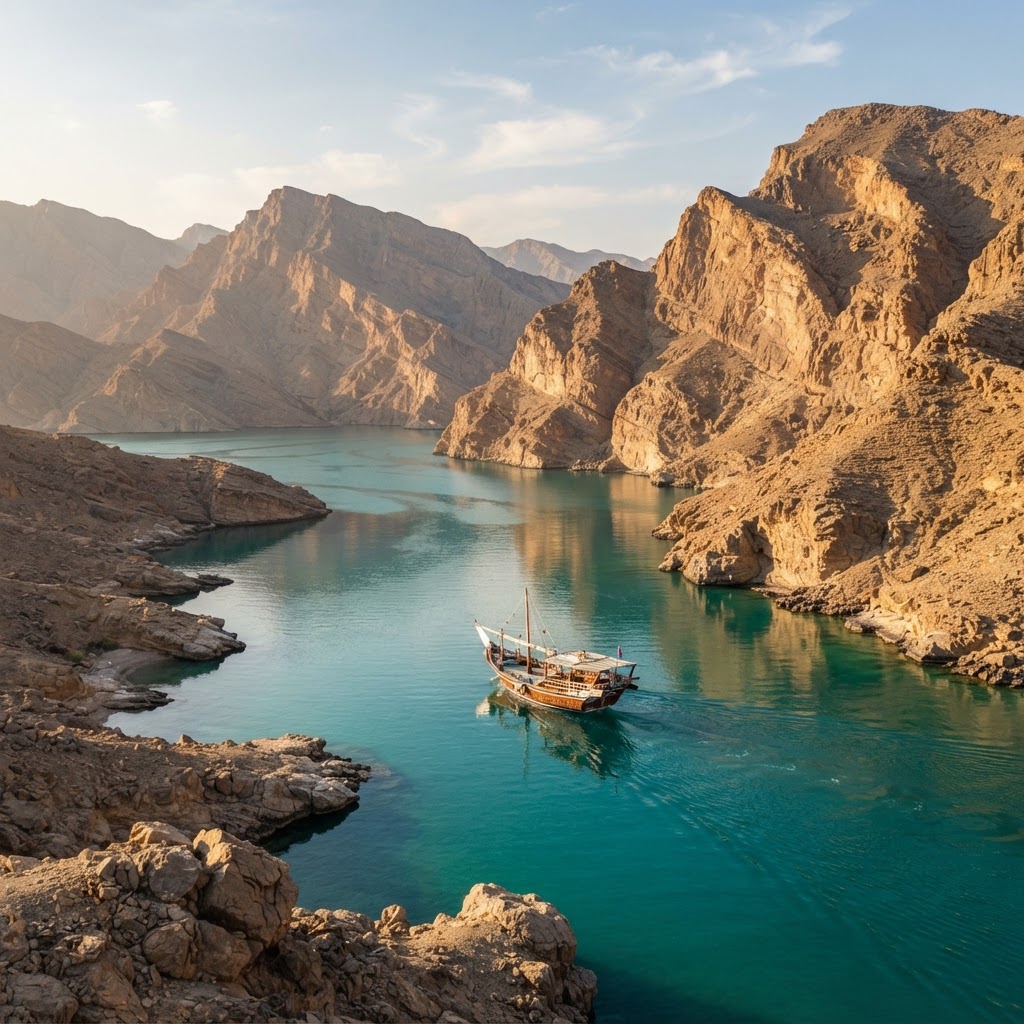 The Musandam peninsula — Oman's dramatic desert fjords rising from the sea