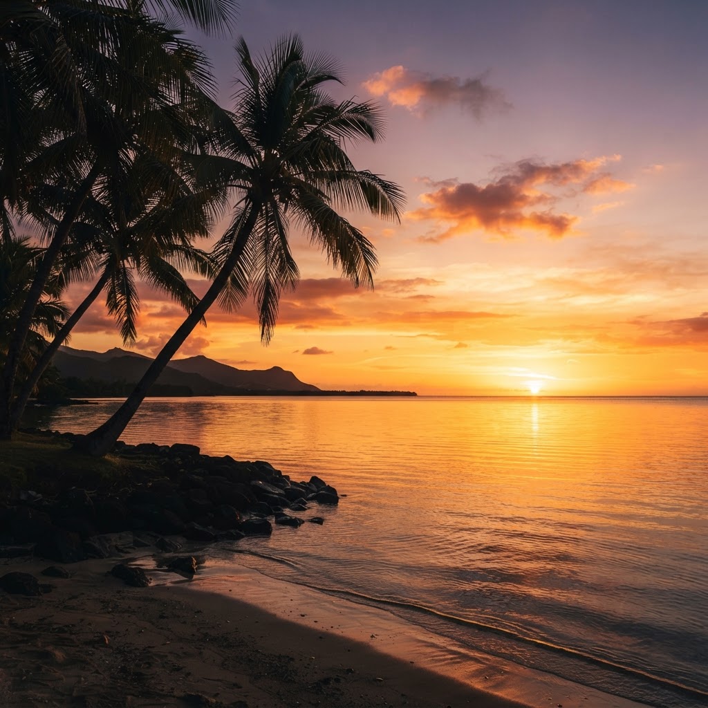 Sunset over the Indian Ocean at Paradise Cove