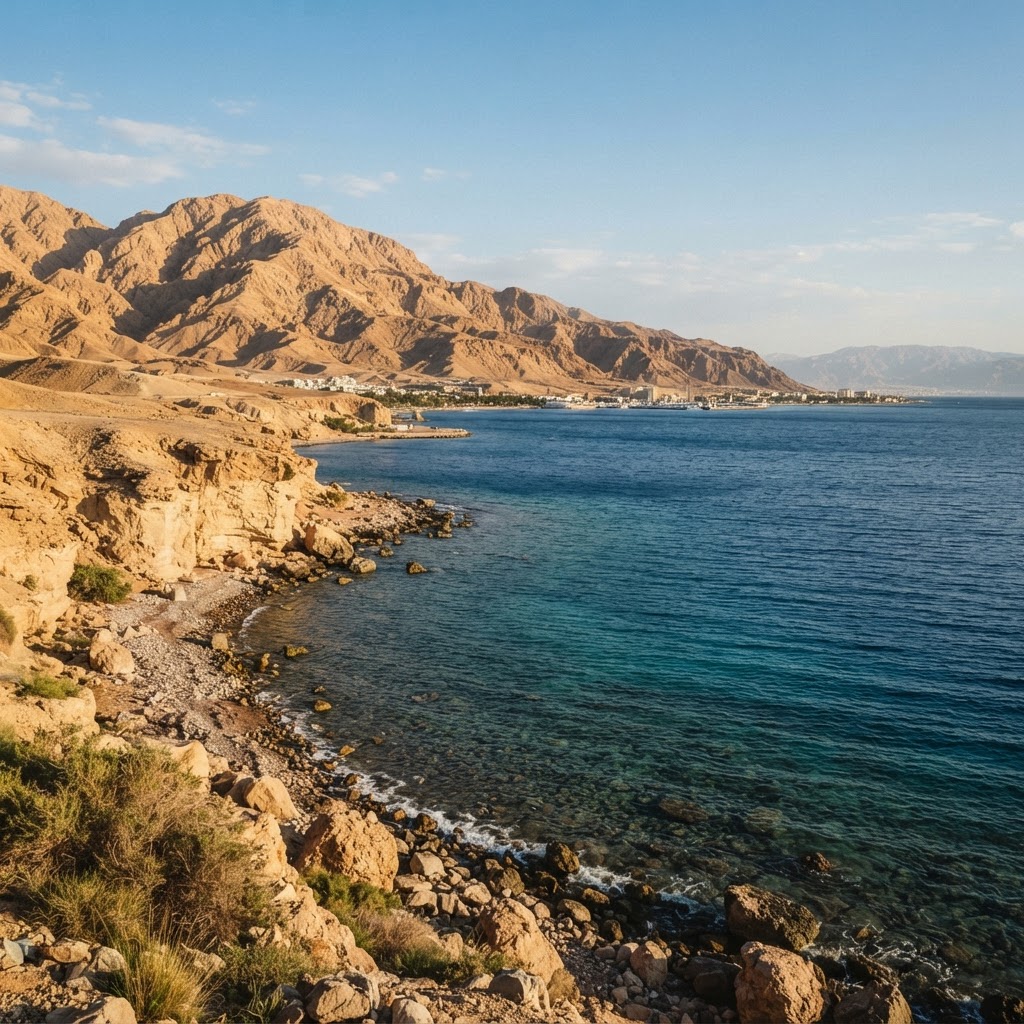 Jordan's Red Sea coastline — where desert mountains meet 27 kilometres of coral reef