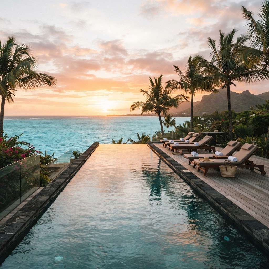 The adults-only infinity pool overlooking the Indian Ocean