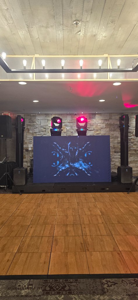DJ booth with LED video wall display