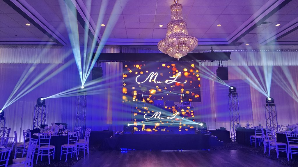 Wedding guests celebrating on the dance floor