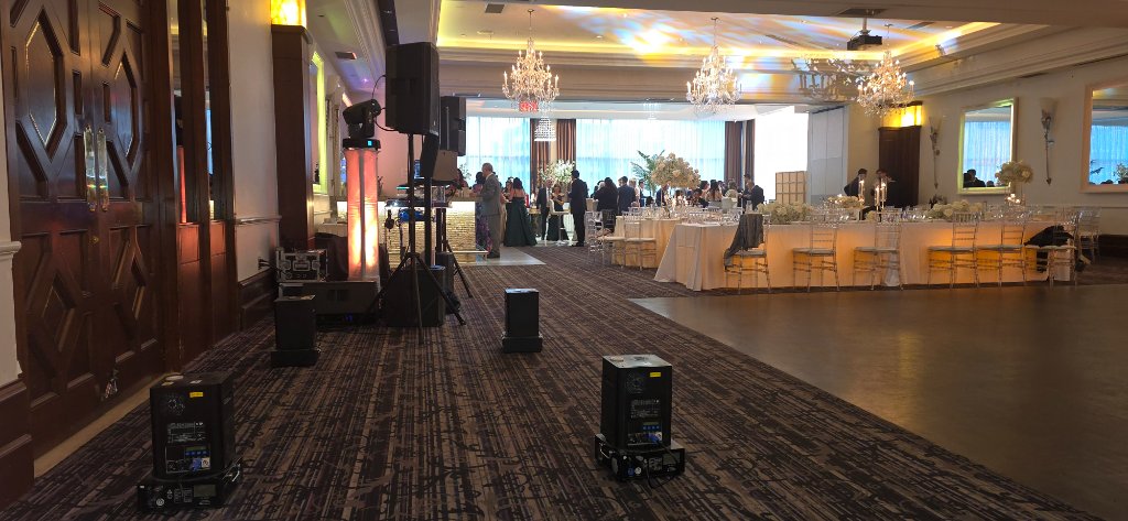 DJ Mario corporate event setup with cold sparks