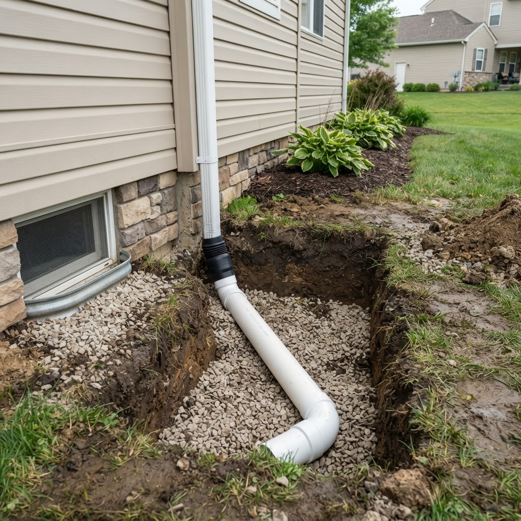 Underground Downspout Connection