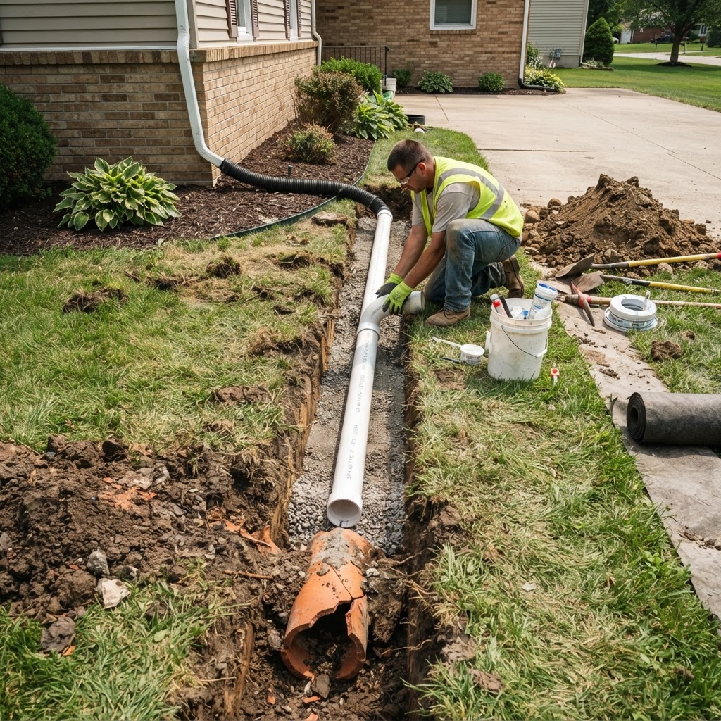 Old Downspout Drain Replacement