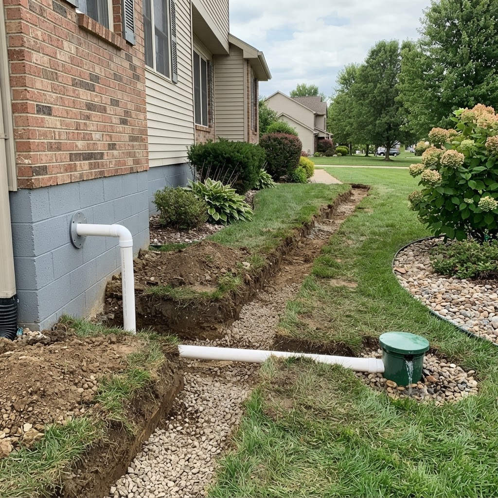 Sump Pump Discharge — Exterior Line