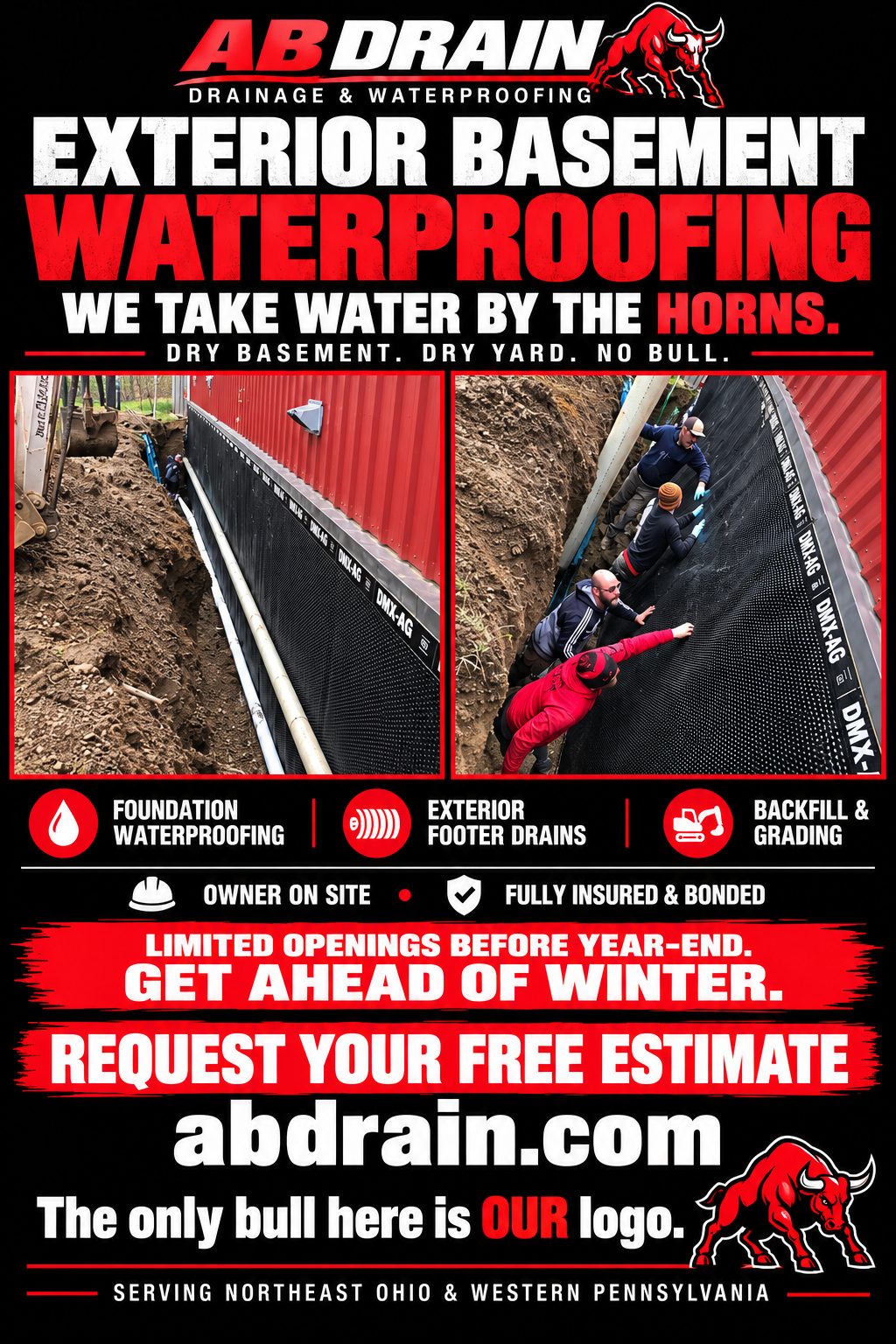 Exterior Basement Waterproofing — Service Illustration