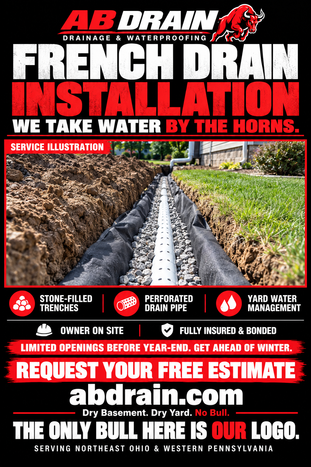 French Drain Installation — Service Illustration