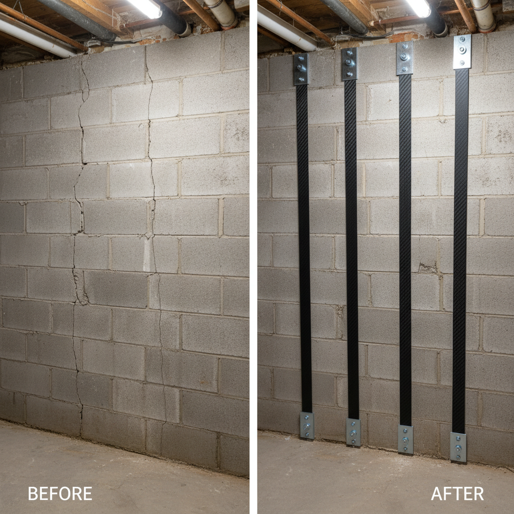 Carbon Fiber Wall Strapping — Before & After