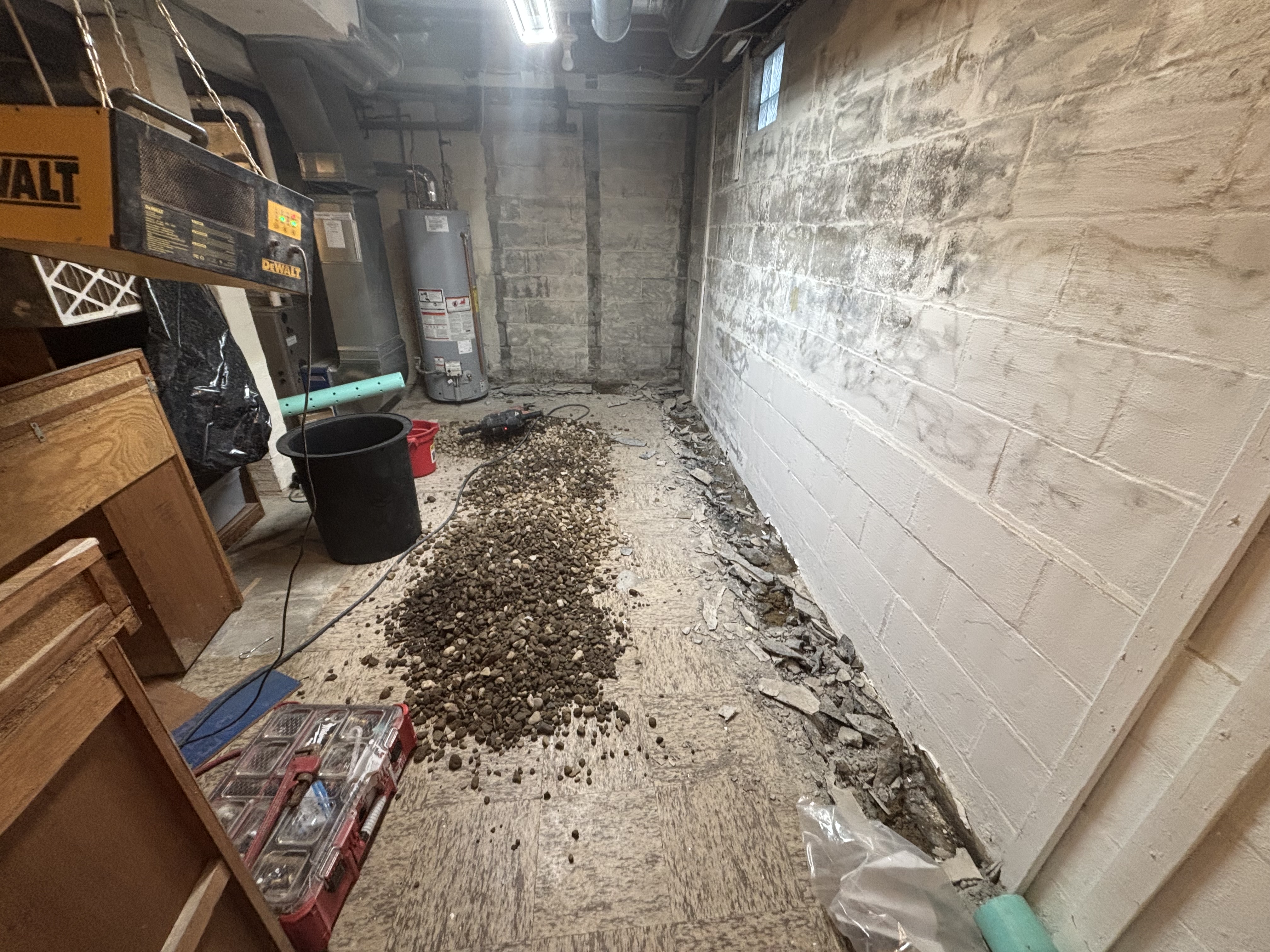 Perimeter Trench in Washed Stone Along Foundation Wall — Poland, OH