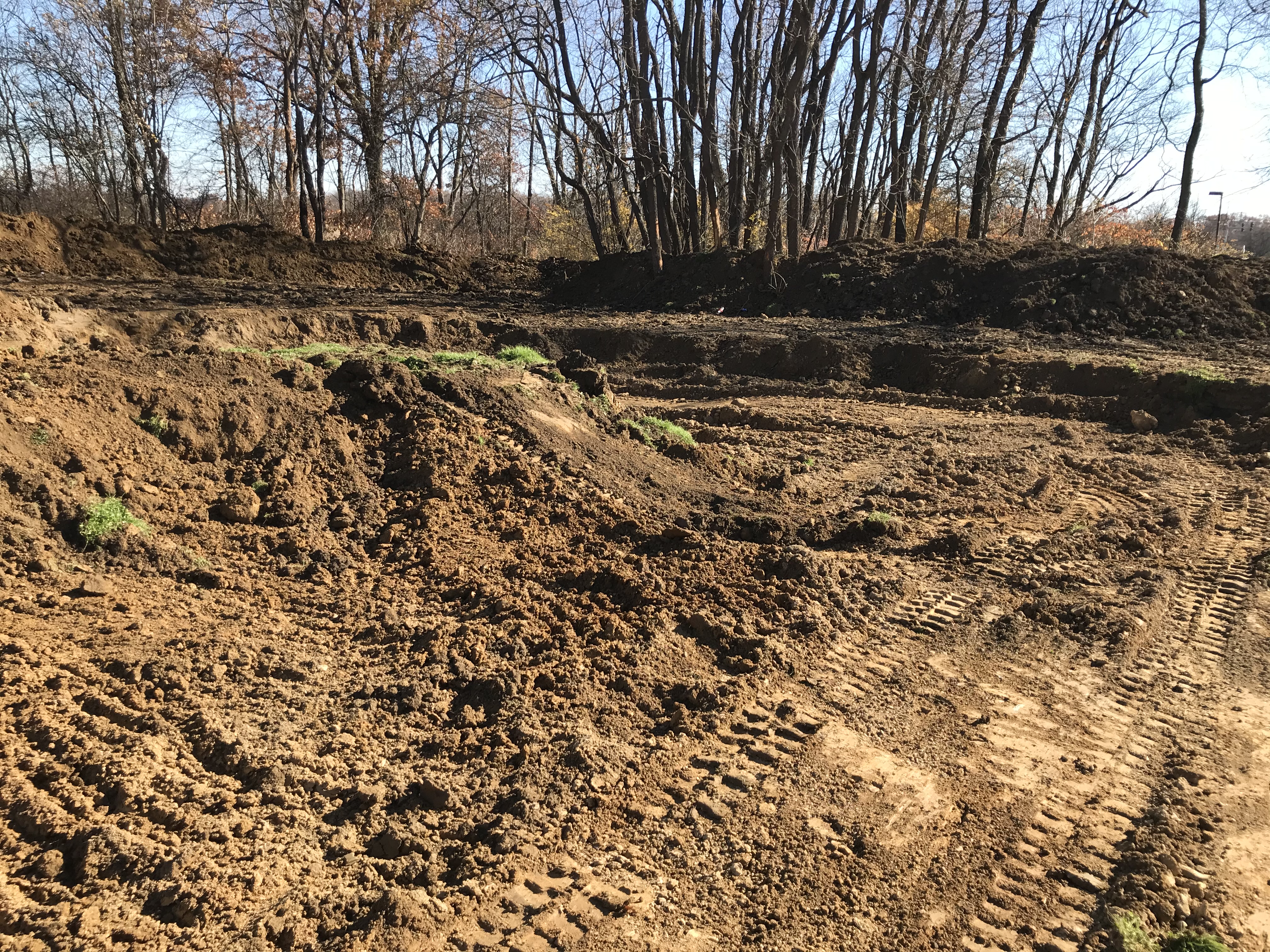Retention Pond — Deep Pond Interior, Walls Taking Shape — Canfield, OH