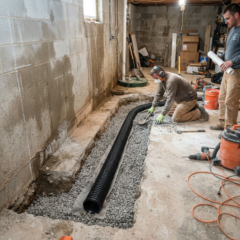 Interior French Drain — Perimeter Channel