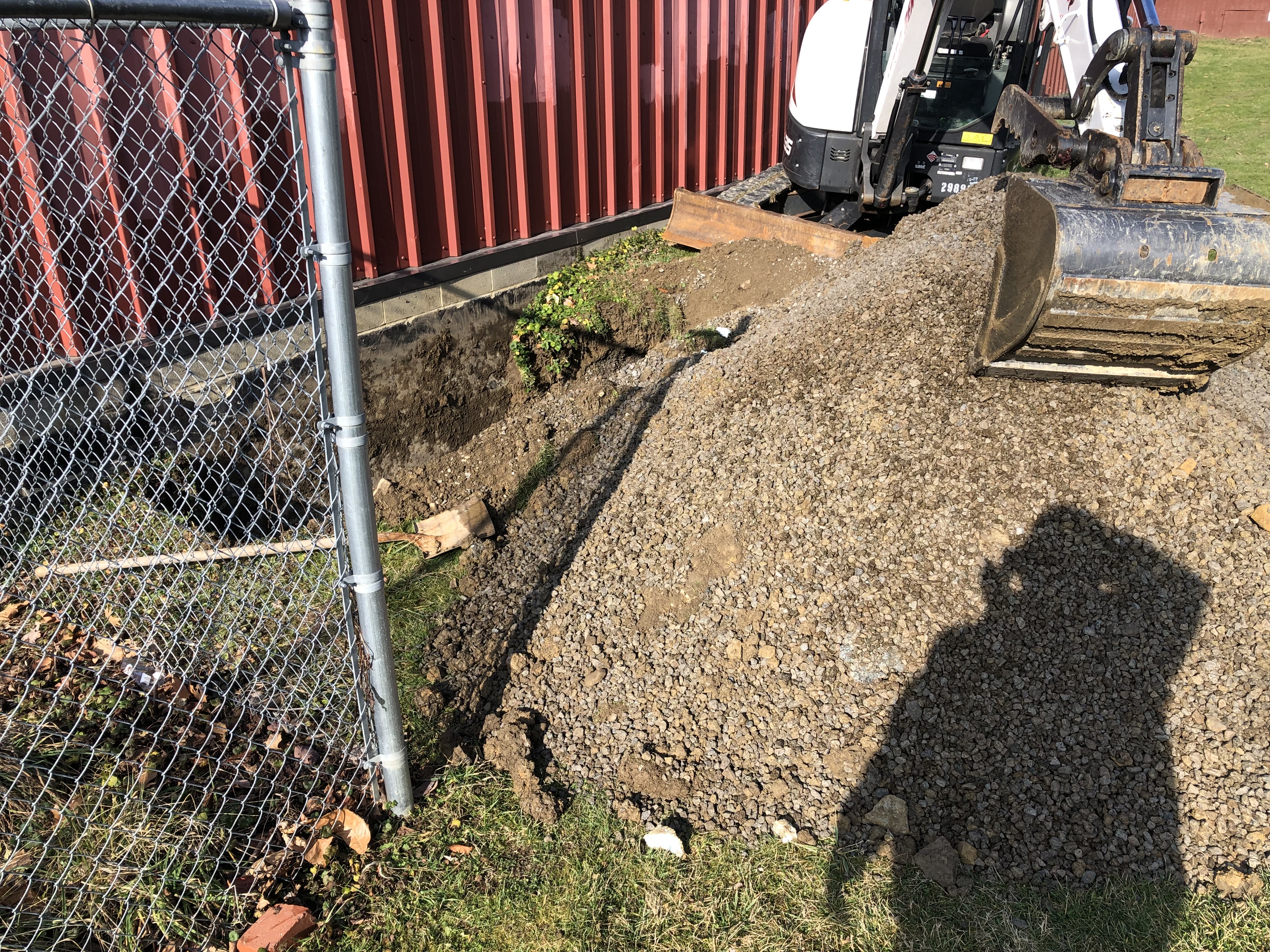 Exterior Excavation — Bobcat E35 Opening Foundation Trench — Calvary Christian High School, Boardman, OH
