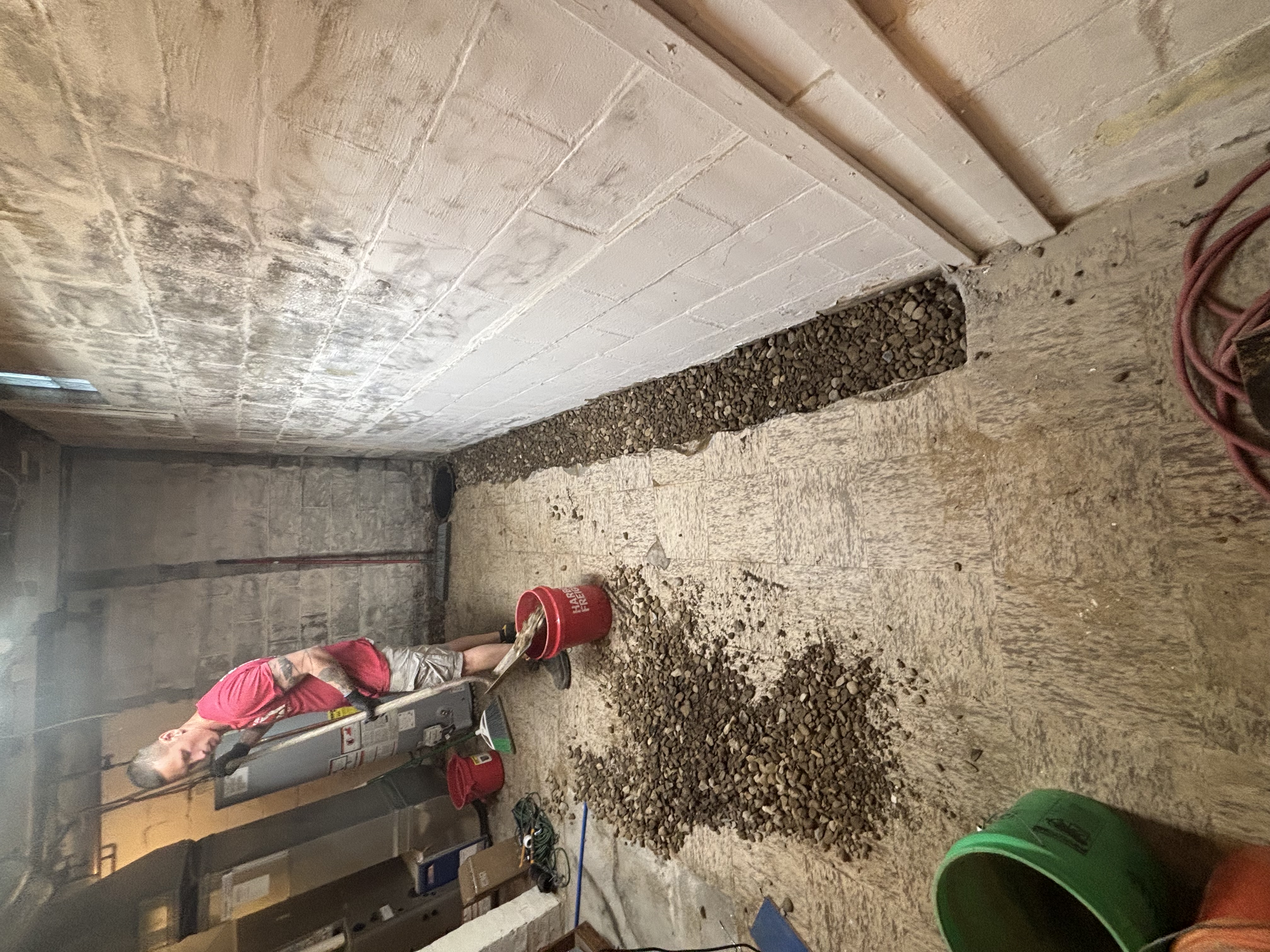 Stone Backfill Poured into Trench by Hand — Poland, OH