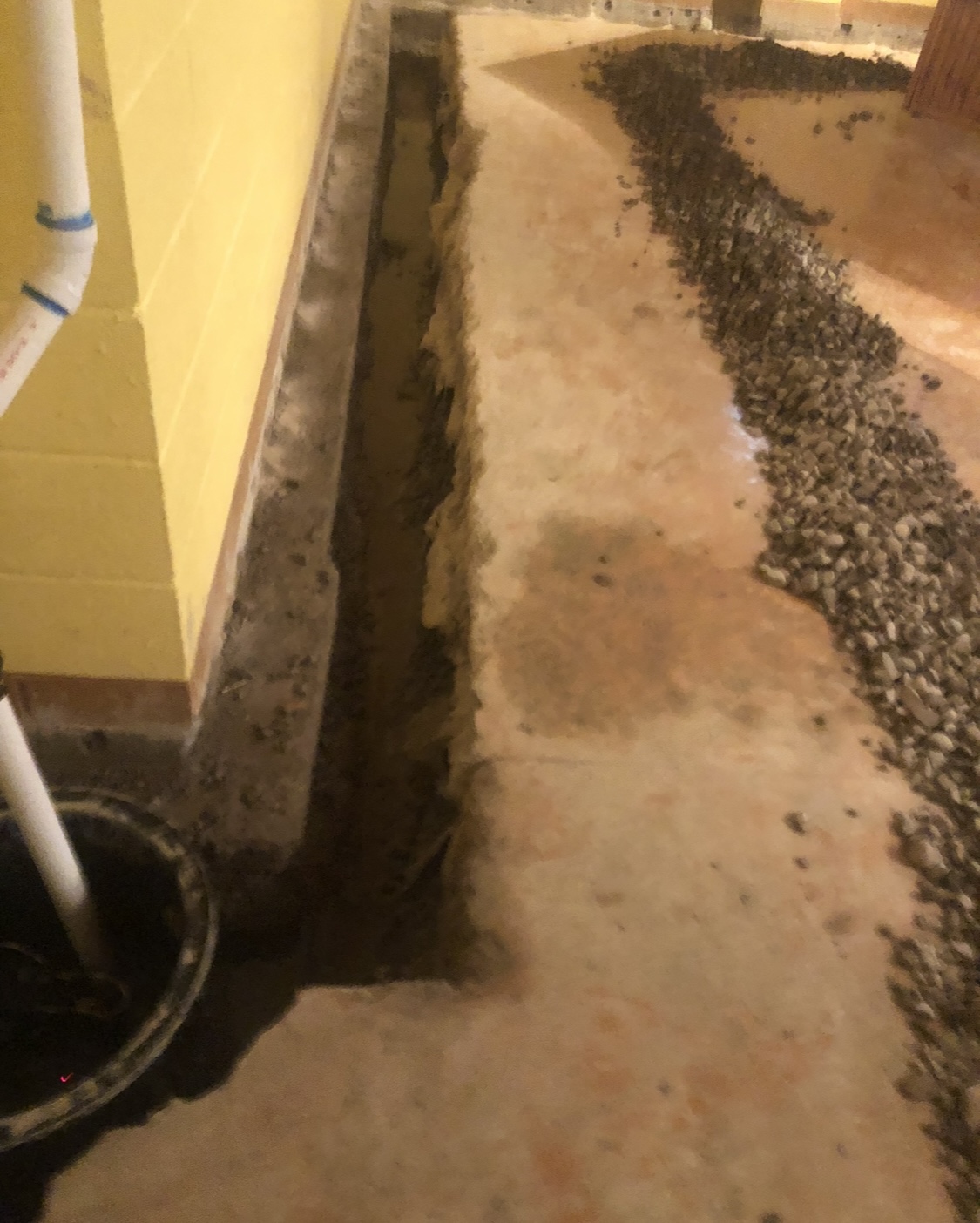 Interior — Perimeter Trench with Sump Basin & Stone Fill — Canfield, OH