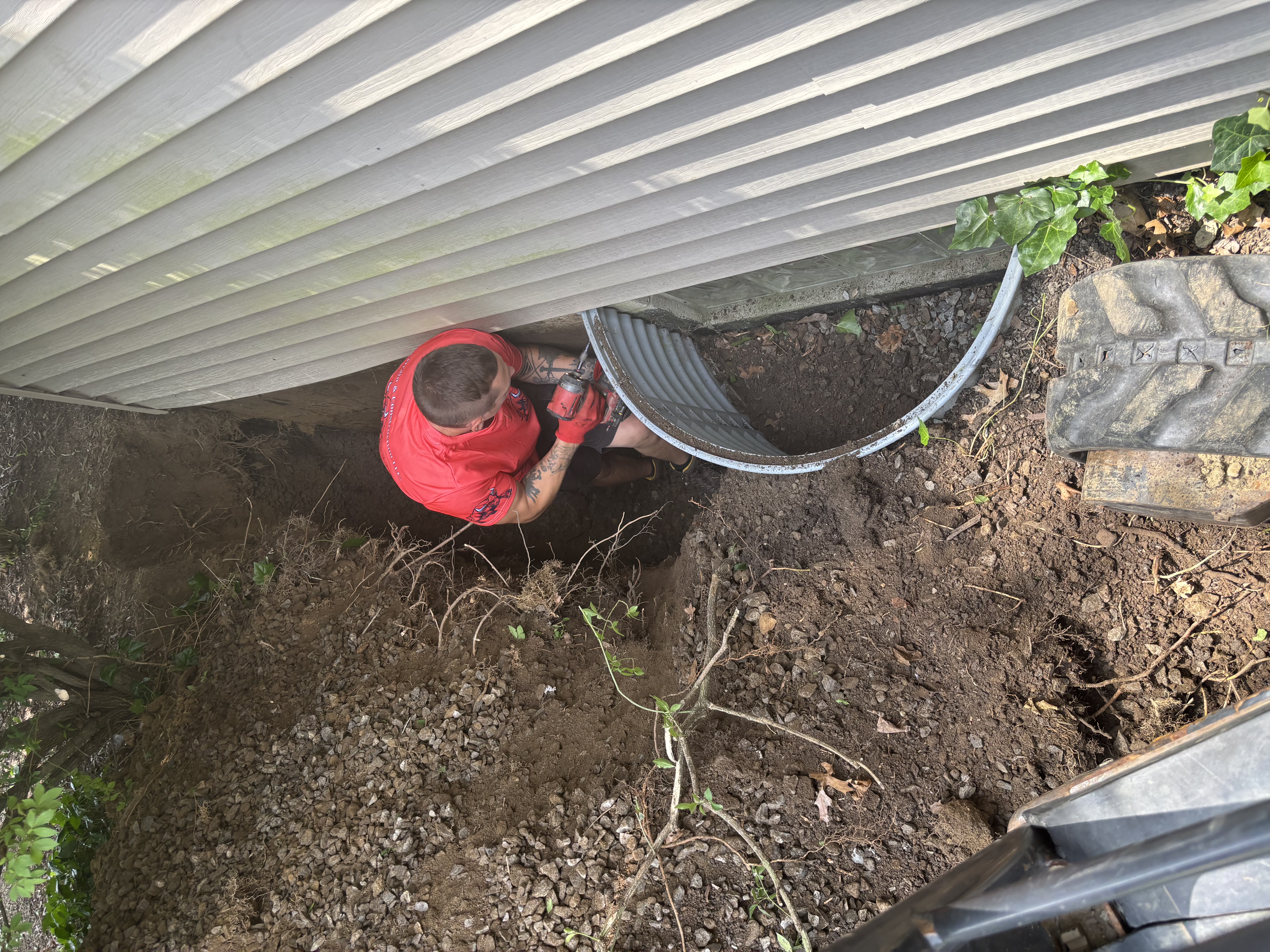 Deep Trench Exposed to Footer