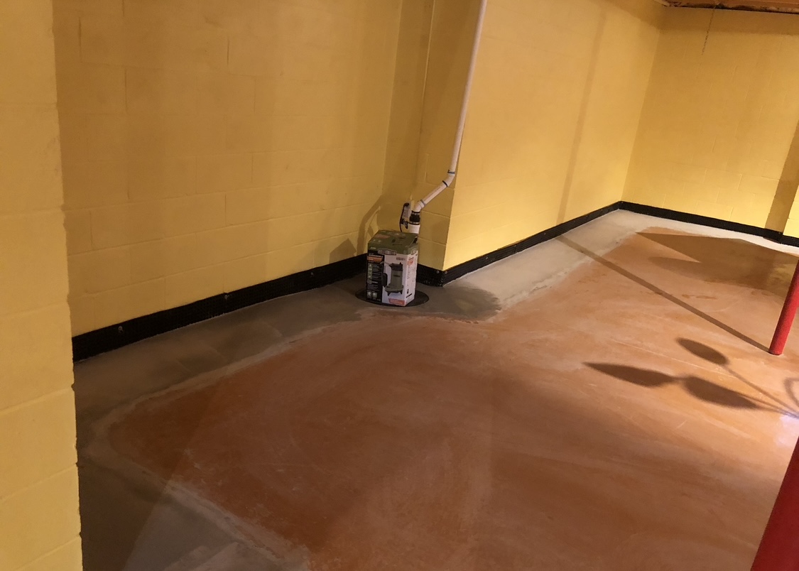 Interior — Sump Pump #2 & Completed Perimeter System, Wide View — Canfield, OH